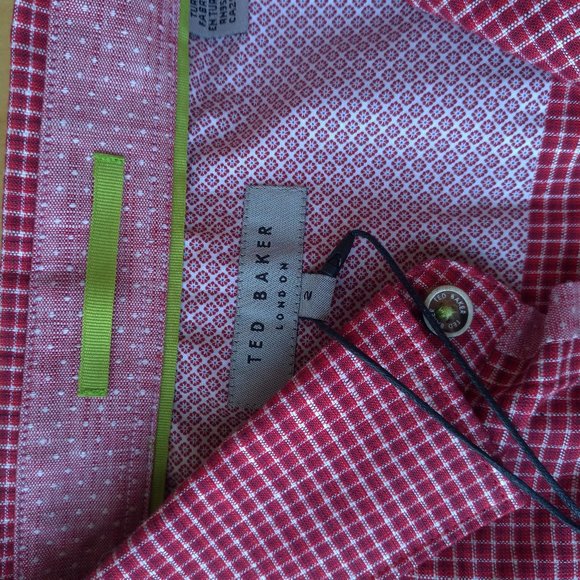 Ted Baker Red Short Sleeve Shirt- Men- Size S - Picture 4 of 8